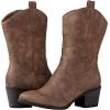 GLOBALWIN Women’s Mid Calf The Western Cowgirl Boots Fashion Cowboy Boots For Women Chunky Low Heel(19yy17camel)