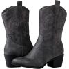 GLOBALWIN Women’s Mid Calf The Western Cowgirl Boots Fashion Cowboy Boots For Women Chunky Low Heel(19yy17grey)