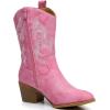 GLOBALWIN Women’s Mid Calf The Western Cowgirl Boots Fashion Cowboy Boots For Women Chunky Low Heel(19yy17pink)