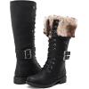 GLOBALWIN Women’s Mid Calf To Knee High Boots Dressy Lace Up Combat Boots for Women Low Heel(17yy02black)