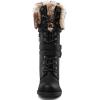 GLOBALWIN Women’s Mid Calf To Knee High Boots Dressy Lace Up Combat Boots for Women Low Heel(17yy02black)
