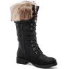 GLOBALWIN Women’s Mid Calf To Knee High Boots Dressy Lace Up Combat Boots for Women Low Heel(17yy02black)