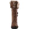 GLOBALWIN Women’s Mid Calf To Knee High Boots Dressy Lace Up Combat Boots for Women Low Heel(17yy02brown)