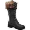 GLOBALWIN Women’s Mid Calf To Knee High Boots Dressy Lace Up Combat Boots for Women Low Heel(17yy02grey)