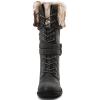GLOBALWIN Women’s Mid Calf To Knee High Boots Dressy Lace Up Combat Boots for Women Low Heel(17yy02grey)