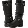 GLOBALWIN Women’s Motorcycle Boots Mid Calf Boots Low Heels(22yy05 Black)