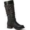 GLOBALWIN Women’s Motorcycle Boots Mid Calf Boots Low Heels(22yy05 Black)