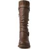 GLOBALWIN Women’s Motorcycle Boots Mid Calf Boots Low Heels(22yy05 Brown)