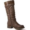 GLOBALWIN Women’s Motorcycle Boots Mid Calf Boots Low Heels(22yy05 Brown)
