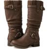 GLOBALWIN Women’s Motorcycle Boots Mid Calf Boots Low Heels(22yy05 Brown)