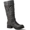GLOBALWIN Women’s Motorcycle Boots Mid Calf Boots Low Heels(22yy05 Grey)