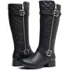 GLOBALWIN Women’s Quilted Knee High Boots Low Heel Comfortable Fashion Dressy Riding Boots For Women(19yy03black)