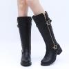 GLOBALWIN Women’s Quilted Knee High Boots Low Heel Comfortable Fashion Dressy Riding Boots For Women(19yy03black)