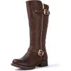 GLOBALWIN Women’s Quilted Knee High Boots Low Heel Comfortable Fashion Dressy Riding Boots For Women(19yy03brown2)