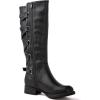 GLOBALWIN Women’s Quilted Knee High Fashion Boots Strappy Boots For Women(21yy10 Black3)