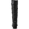 GLOBALWIN Women’s Quilted Knee High Fashion Boots Strappy Boots For Women(21yy10 Black3)