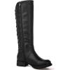 GLOBALWIN Women’s Quilted Knee High Fashion Boots Strappy Boots For Women(21yy10 Black5)