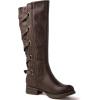 GLOBALWIN Women’s Quilted Knee High Fashion Boots Strappy Boots For Women(21yy10 Brown3)