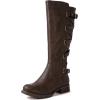 GLOBALWIN Women’s Quilted Knee High Fashion Boots Strappy Boots For Women(21yy10 Brown3)