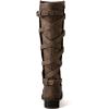 GLOBALWIN Women’s Quilted Knee High Fashion Boots Strappy Boots For Women(21yy10 Camel2)