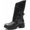GLOBALWIN Women’s The Twisted Rider Motorcycle Boots Mid-Calf Fashion Boots For Women Low Heel(18yy01 Distressed Silver)
