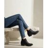 GLOBALWIN Women’s Western Ankle Booties Snipped Square Toe Embroidered Cowboy Chelsea Boots, Low Stacked Block Heel, Comfortable Pull-On Short Cowgirl Boots(25yy05 Black)