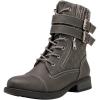 GLOBALWIN 1903 Women’s Fashion Low Heels Lace Up Ankle Boots Combat Boots For Women(1903grey)