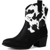 GLOBALWIN Cowboy Boots for Women – Classic Round Toe Western Booties with Comfort Insole – Embroidered Almond Toe Cowgirl Boots, Versatile 2″ Block Heel Fashion Boots for Concerts & Daily Wear(19yy16 Cow1)