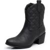 GLOBALWIN Cowboy Boots for Women – Classic Round Toe Western Booties with Comfort Insole – Embroidered Almond Toe Cowgirl Boots, Versatile 2″ Block Heel Fashion Boots for Concerts & Daily Wear(19yy16 Black2)