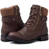 GLOBALWIN Women’s Ankle Booties Fashion Combat Boots Fall Boots For Women Comfortable Low Heel(2121brown)