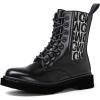GLOBALWIN Women’s Combat Boots Lace Up Boots For Women Ankle Booties For Women Low Heel(21yy17 Black)
