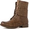 GLOBALWIN Women’s Fashion Low Heels Lace Up Ankle Boots(22yy06 Camel)