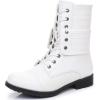 GLOBALWIN Women’s Fashion Low Heels Lace Up Ankle Boots(22yy06 White)