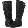 GLOBALWIN Women’s Knee-High Fashion Boots Wide Calf Flat Dressy Fall Winter Fashion Boots For Women(22yy01 Black)