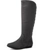 GLOBALWIN Women’s Knee-High Fashion Boots Wide Calf Flat Dressy Fall Winter Fashion Boots For Women(22yy02 Grey)