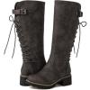 GLOBALWIN Women’s Lace Up Back Knee High Fashion Boots(19yy29 Grey2)