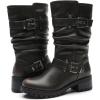 GLOBALWIN Women’s Mid Calf Dress Boots Biker Motorcycle Riding Boots Women For Women(21yy08 Brown Distressed Metallic)