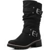 GLOBALWIN Women’s Mid Calf Dress Boots Biker Motorcycle Riding Boots Women For Women(21yy08black)