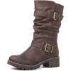 GLOBALWIN Women’s Mid Calf Dress Boots Biker Motorcycle Riding Boots Women For Women(21yy08brown)