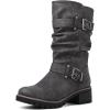 GLOBALWIN Women’s Mid Calf Dress Boots Biker Motorcycle Riding Boots Women For Women(21yy08grey)