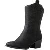 GLOBALWIN Women’s Mid Calf The Western Cowgirl Boots Fashion Cowboy Boots For Women Chunky Low Heel(19yy17black)