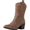 GLOBALWIN Women’s Mid Calf The Western Cowgirl Boots Fashion Cowboy Boots For Women Chunky Low Heel(19yy17camel)