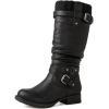 GLOBALWIN Women’s Motorcycle Boots Mid Calf Boots Low Heels(22yy05 Black)