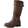 GLOBALWIN Women’s Motorcycle Boots Mid Calf Boots Low Heels(22yy05 Brown)