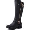 GLOBALWIN Women’s Quilted Knee High Boots Low Heel Comfortable Fashion Dressy Riding Boots For Women(19yy03 Black2)
