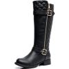 GLOBALWIN Women’s Quilted Knee High Boots Low Heel Comfortable Fashion Dressy Riding Boots For Women(19yy03black)