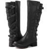 GLOBALWIN Women’s Quilted Knee High Fashion Boots Strappy Boots For Women(21yy10 Black3)