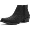 GLOBALWIN Women’s Western Ankle Booties Snipped Square Toe Embroidered Cowboy Chelsea Boots, Low Stacked Block Heel, Comfortable Pull-On Short Cowgirl Boots(25yy05 Black)