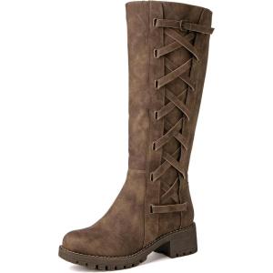 GLOBALWIN Women’s Boots Back Lace Up Fall Winter Fashion Knee High Boots For Women(22yy08 Camel2)