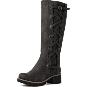 GLOBALWIN Women’s Boots Back Lace Up Fall Winter Fashion Knee High Boots For Women(22yy08 Grey)